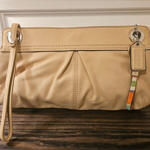 Coach Cream Wristlet Clutch